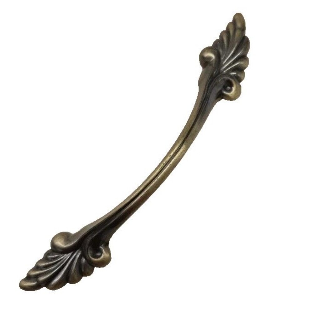 Antique Brass Look Traditional Bow Curved Cabinet Pull Vintage-Set of 4